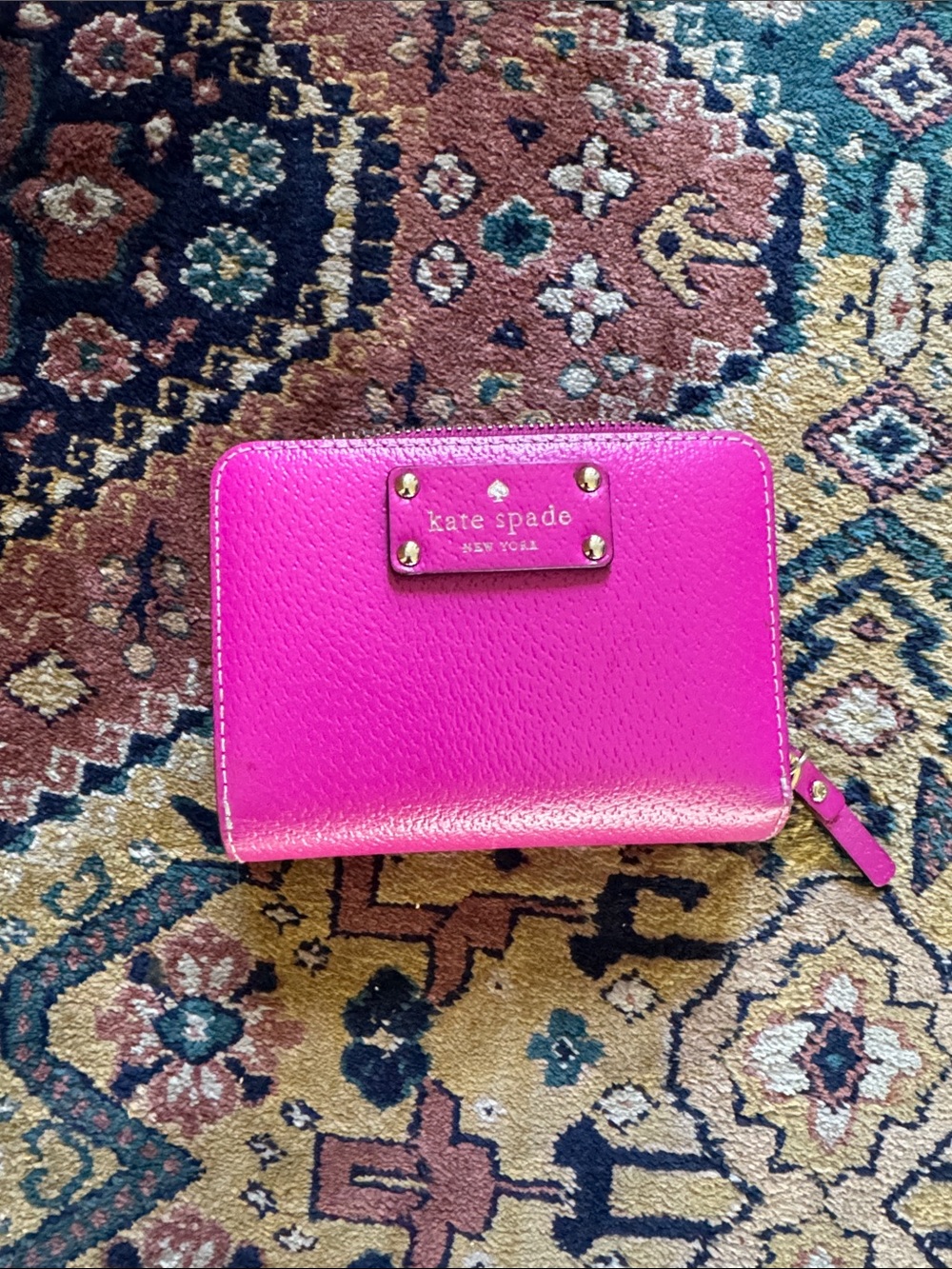 kate spade Bright Pink Pebbled Leather Wallet